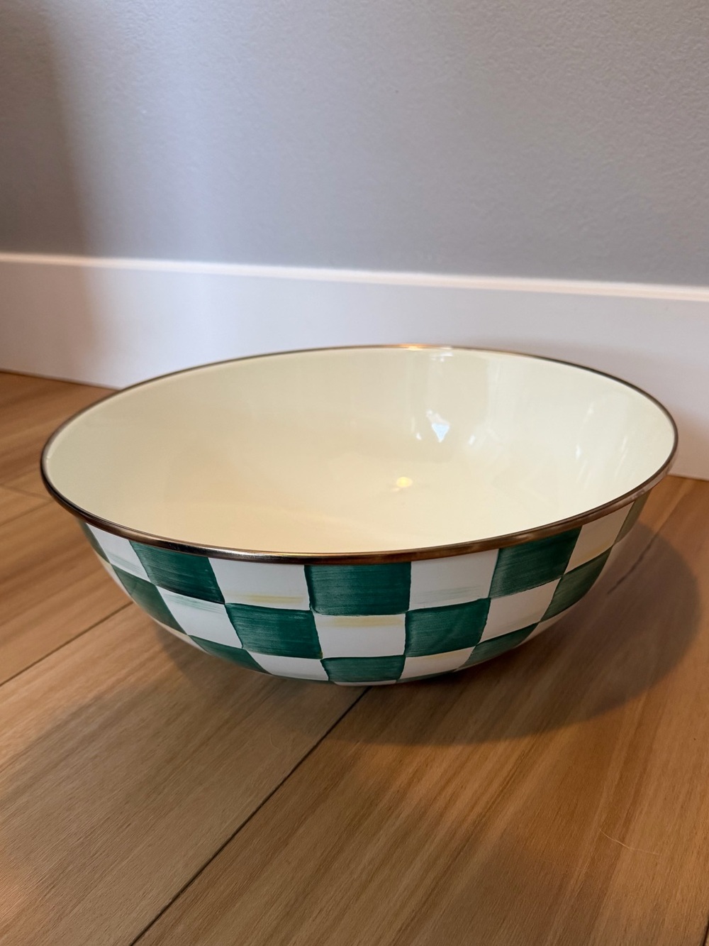 Mackenzie Childs Emerald Check Extra Large Everyday Bowl - Picture 2 of 3